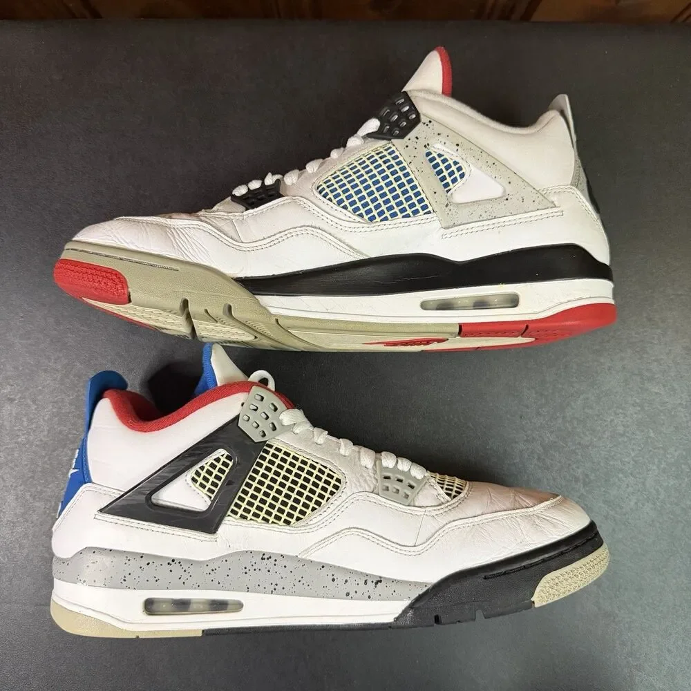 Jordan 4 What The Size 12 Men CI1184-146 Mismatch White Blue Red Cement